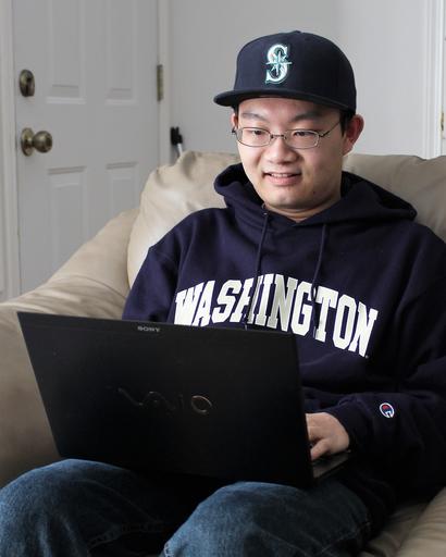 Student using a laptop